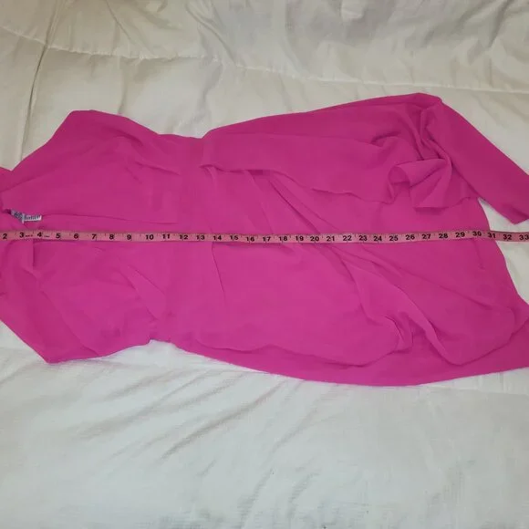 Badgley Mischka Belle Poppy Front Twist Hot Pink Cocktail Dress - 6 - Picture 11 of 12